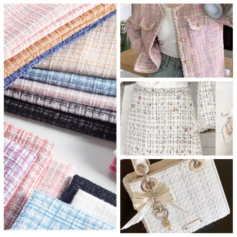 Tessuto Tweed Lurex Argento al Metro per Fai da Te: Gonne, Scarpe, Borse, Cuscini, Bouquet, Confezioni, Abiti Floreali, Vestiti, Cucito e Abbigliamento