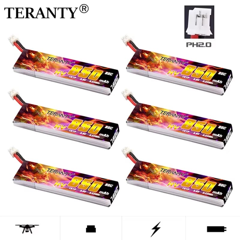 1-10PCS GAONENG GNB 1S 850mAh 3.8V 60C/120C HV 4.35V Light Long Flying times Lipo battery with plug PH2.0 for FPV Drone