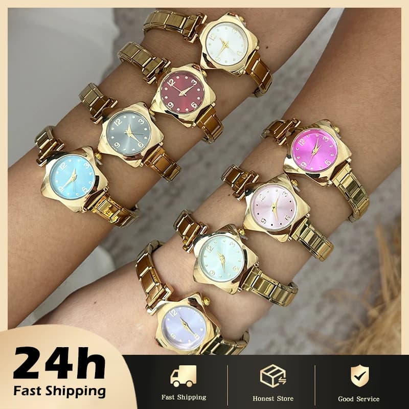 Y2k Design Creative High Quality Stainless Steel Women'S Men'S Watch Bracelet Fit 9mm DIY Italian Charm Star Watch Head Jewelry