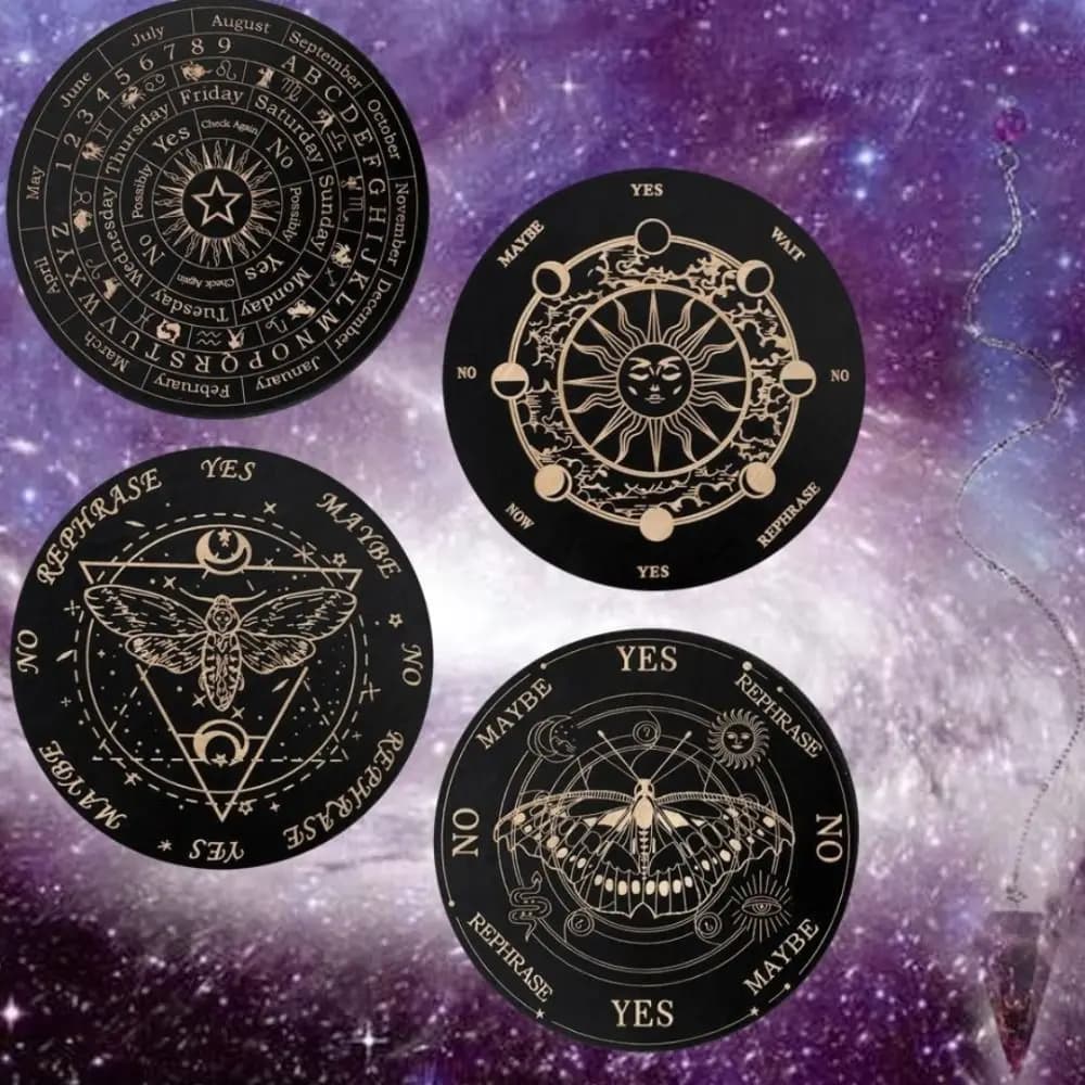 Tavola per Meditazione Magica con Pendolo a Stella, Piastra per Decisioni, Tavola per Divinazione Metafisica, Accessori per Altare delle Streghe, Bacheca per Messaggi