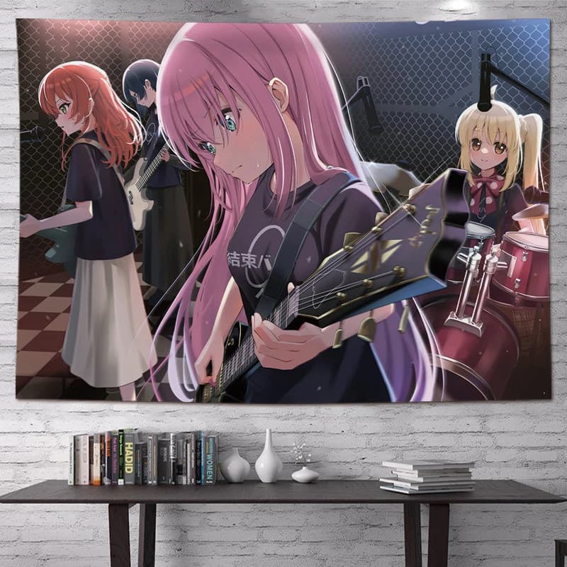 VIKAMA Bocchi the Rock Anime Manga Wall Tapestry Polyester Wall Hanging for Bedroom Living Room Dorm Fans Home Decor