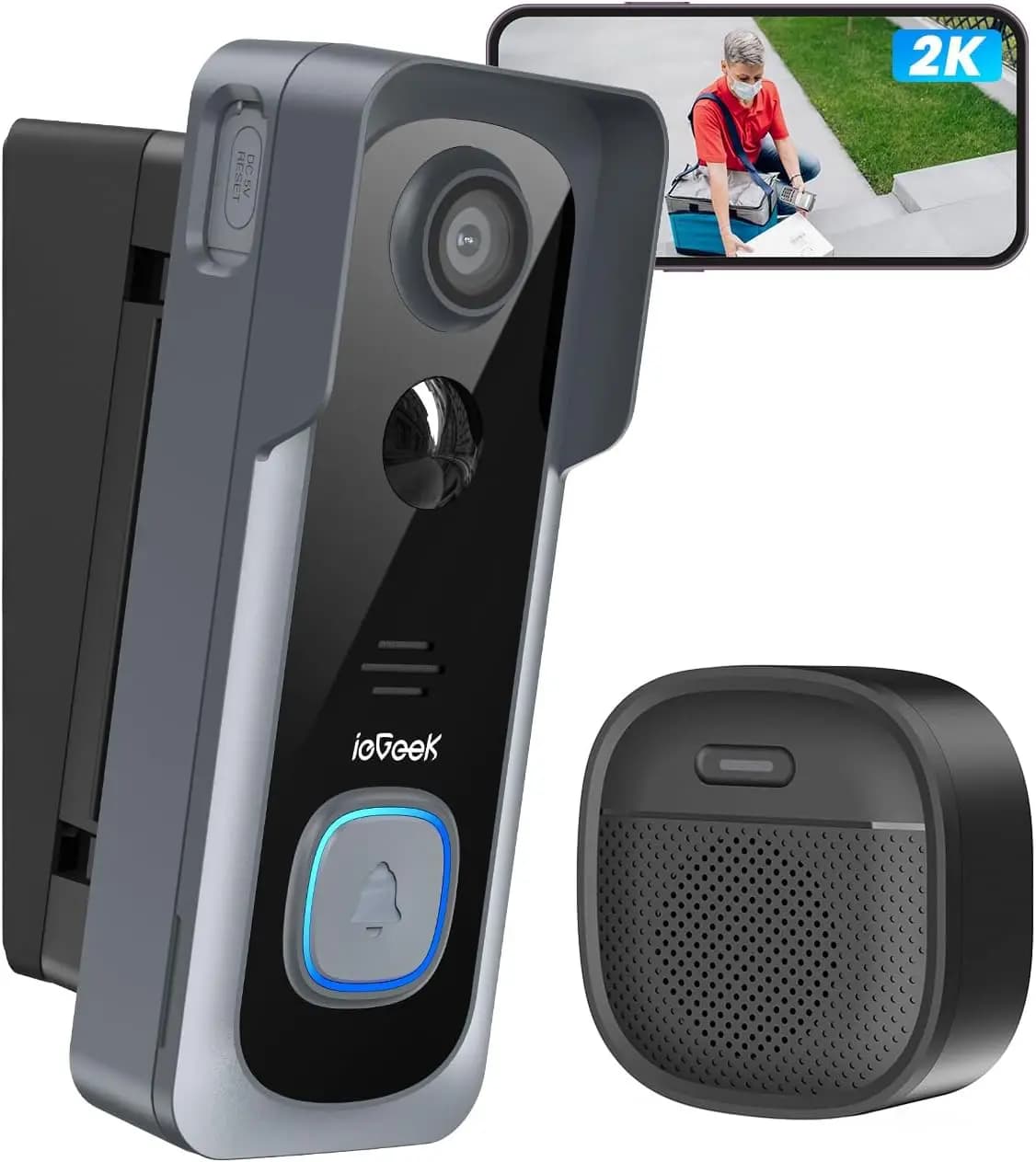 Campanello Wireless con Telecamera, Video 2K, Rilevamento Movimento, Avvisi in Tempo Reale e Modificatore di Voce - Nessun Abbonamento Richiesto