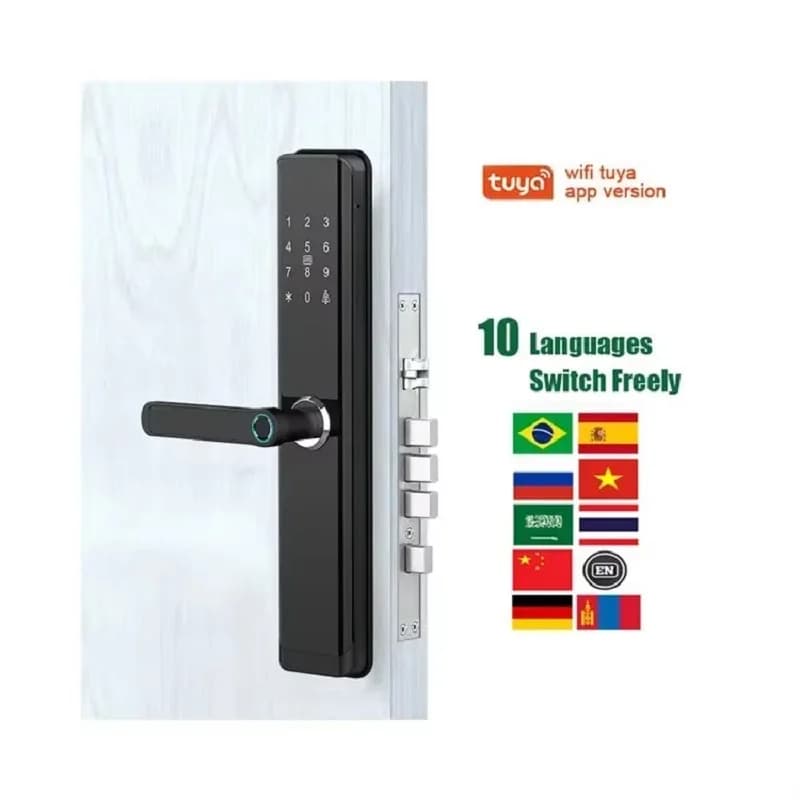 Serratura Intelligente TTlock per Casa, Biometrica con Impronta Digitale, Senza Chiave, Elettronica, Maniglia Intelligente Tuya, Supporto Multilingue, Incluso Russo