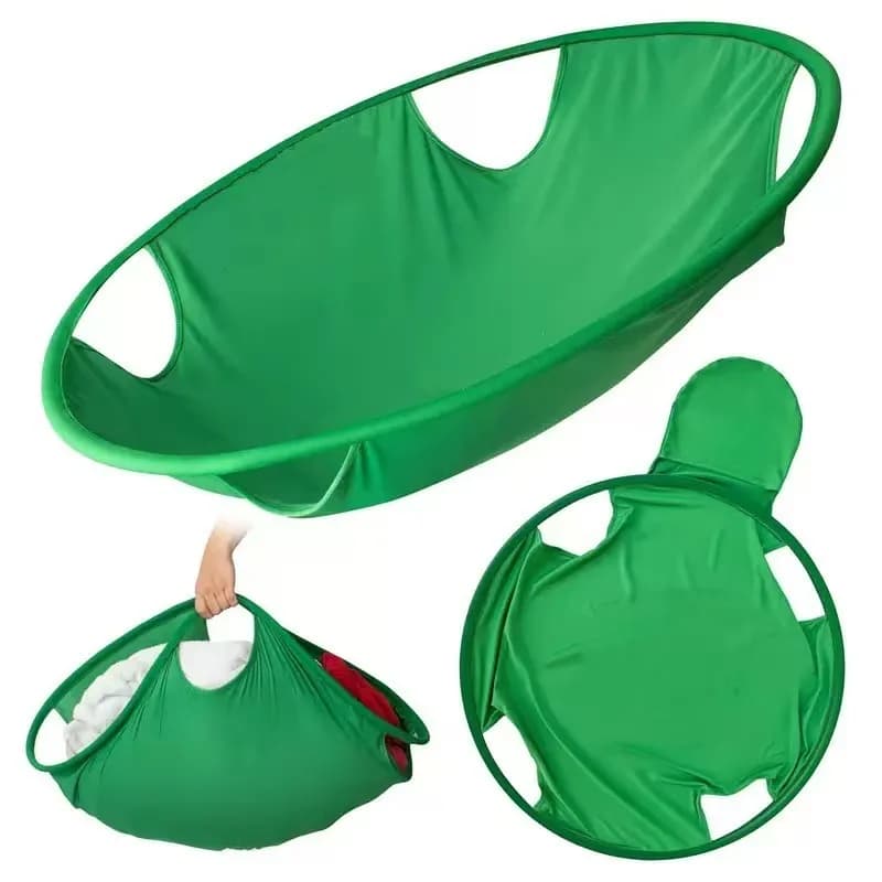 Cesto per biancheria pieghevole generico, portatile, estensibile, stabile, a prova di sporco e odori, rotondo, verde, per la casa, il bagno, la biancheria sporca