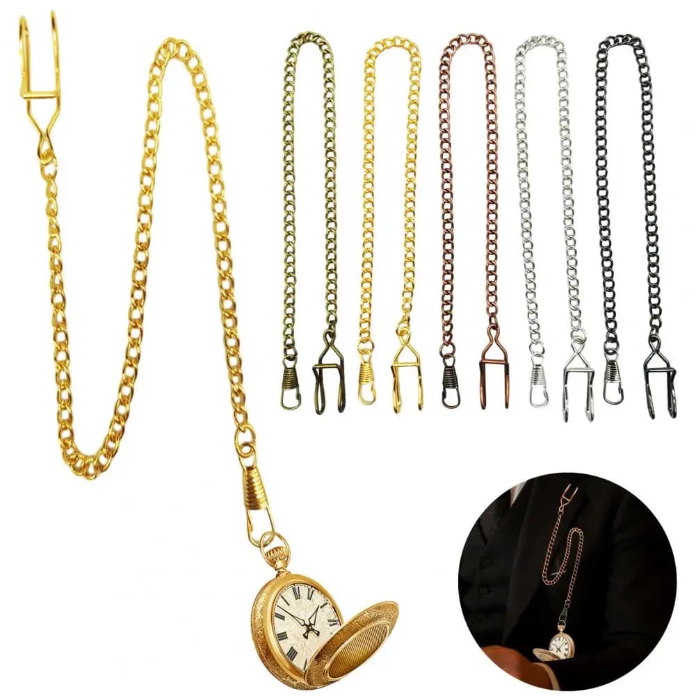 2Pcs Men Pocket Watch Chain Lightweight Vintage Alloy Clip Pocket Watch Chain Fashion Jewelry Replacement Accessory