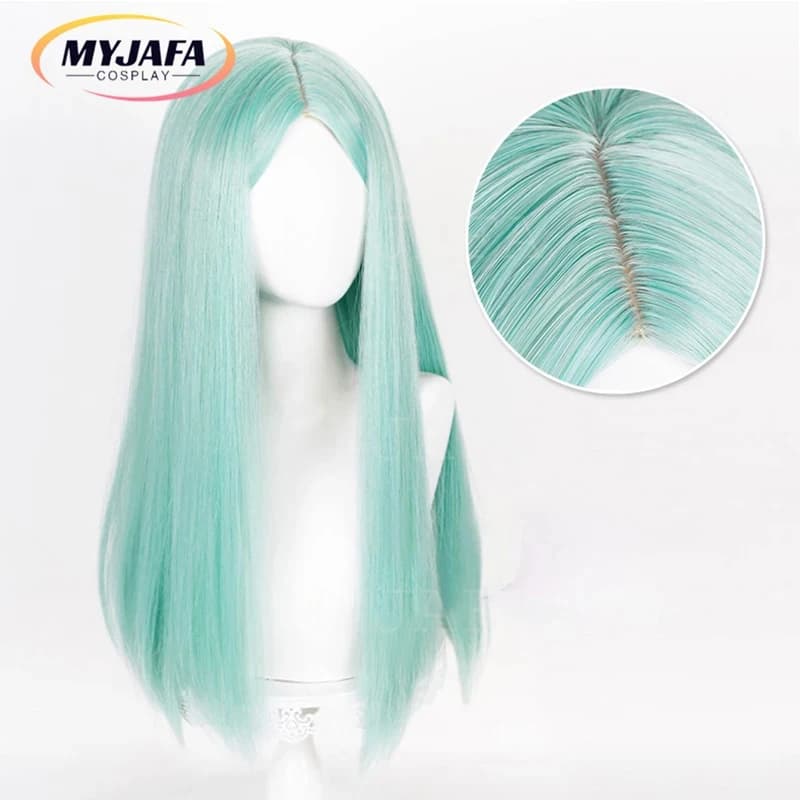 Cosplay Cyberpunk Edgerunners Rebecca Wig Cyan Straight Centre Parting Heat Resistant Hair Anime Wigs + Wie;5'b\7/m'