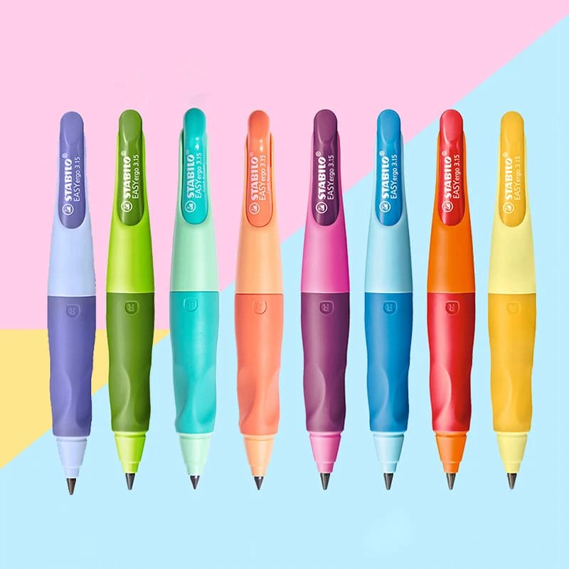 STABILO Ergonomic Mechanical Pencil EASYergo 3.15 - Right-Handed - Light Blue/Dark Blue + Sharpener