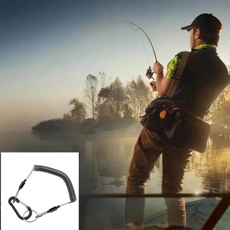 Fish Grip Control Device with Safety Corda and Moschettone, Anti-slip Clamp with Waist Cord, Fishing Tool