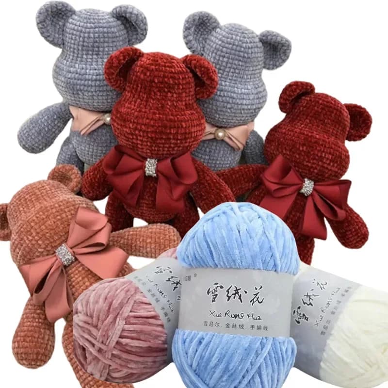 Filato di ciniglia di velluto dorato Edelweiss da 300g, linea di lana grossa media per maglione all'uncinetto fai da te, sciarpa, bambola e maglieria