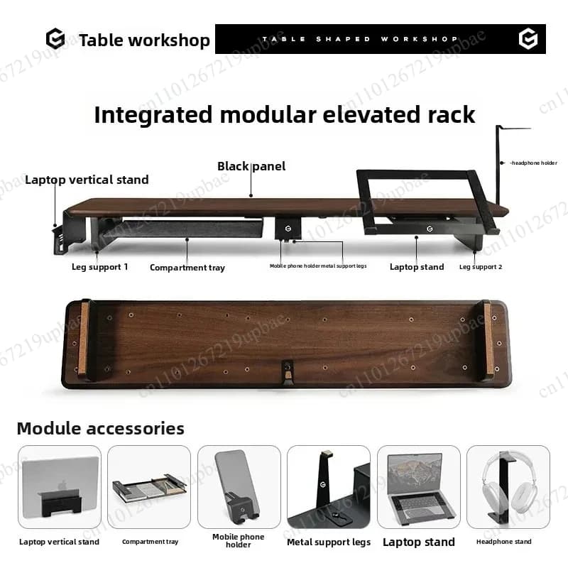 Z3 Modular Monitor Stand Riser Walnut Wood Desktop Screen Elevator Ergonomic Desk Organizer Office Storage Accessories