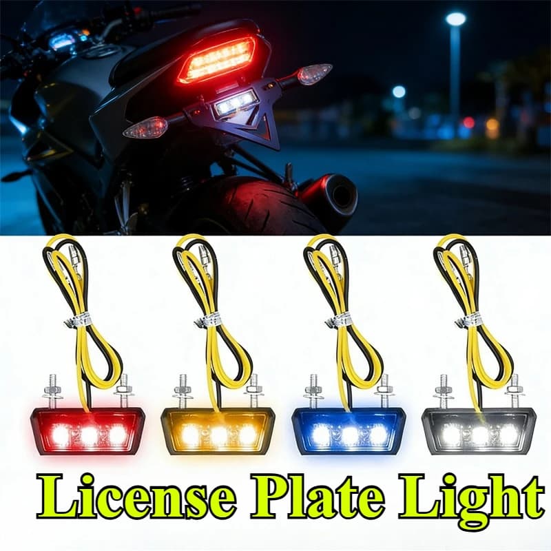 Luce LED Impermeabile 12V per Targa Moto, Lampada Posteriore Universale con Indicatori per ATV e Bici, Antiruggine HD