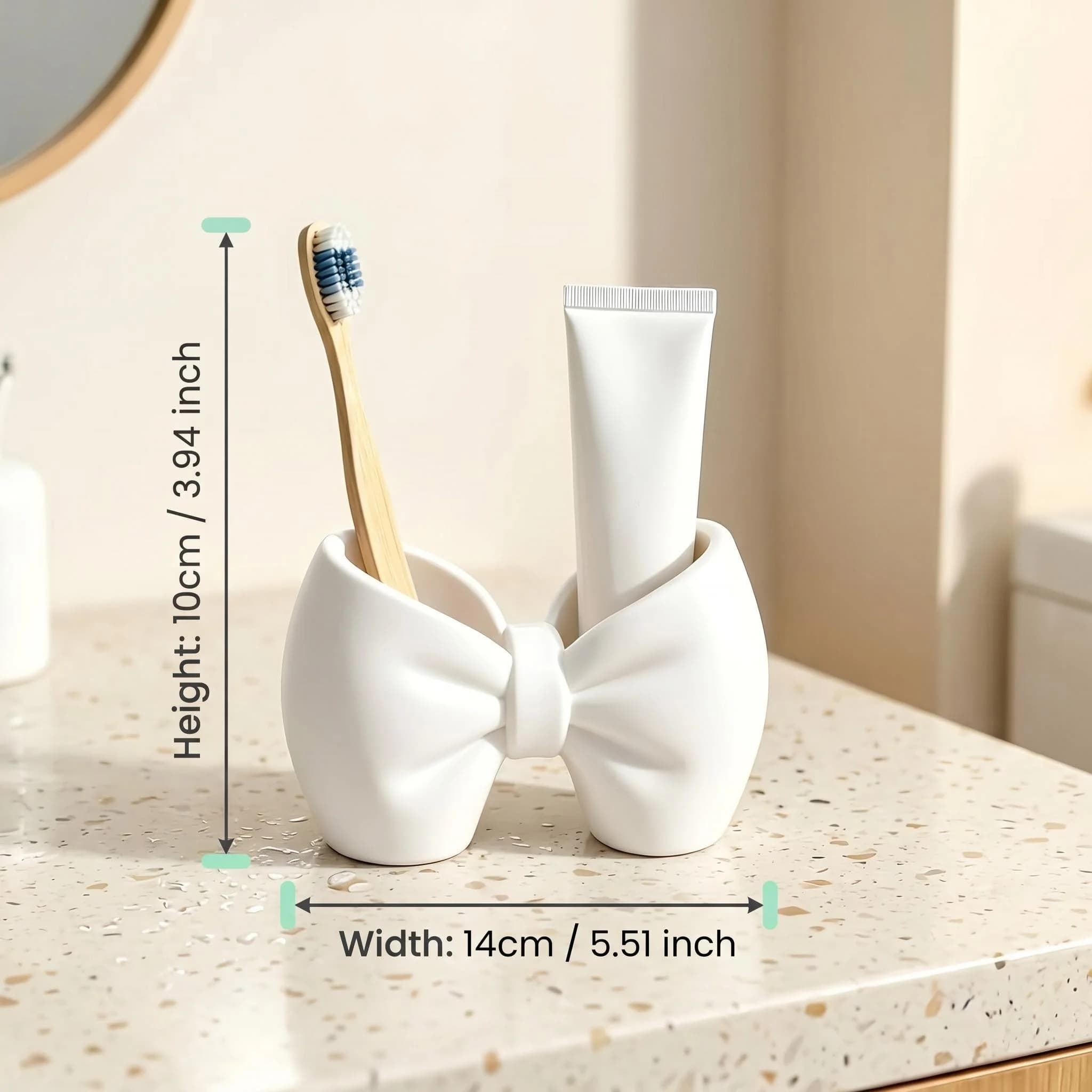 1 cute pink bow toothbrush holder multi-function bathroom storage rack, decorative toothpaste brush storage rack
