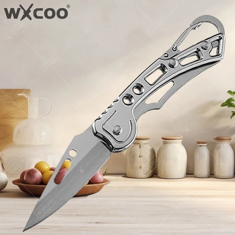 WXCOO Stainless Steel Folding Knife Portable Pocket Knife Forged Meat Cleaver Slicing Cutting Knife Universal Kitchen Knives