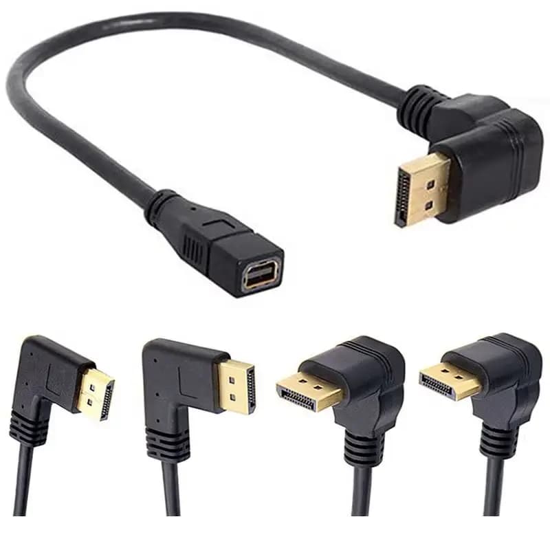 Cavo video DisplayPort maschio a Mini DisplayPort femmina da 90 gradi destro sinistro verso il basso - M/F DP a Mini DP 0,3 m