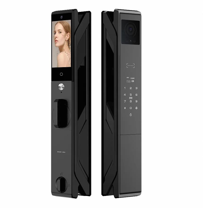 Automatic Face Fingerprint Recognition Video Intercom Wifi Tuya Smart Lock For Wood Door Electric Smart Digital Security Camera