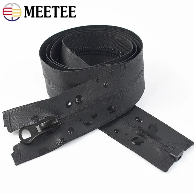 Meetee 2 Pezzi 5 # Cerniere Impermeabili in Nylon 15/18/20cm Chiusura Fissa 40-150cm Apertura Libera Accessori per Riparazione Cucito Fai-da-Te per Giacche e Borse
