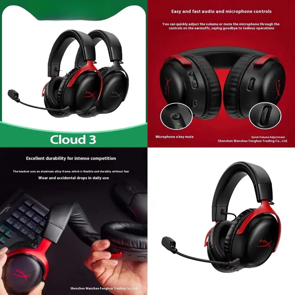 Cuffie da Gaming Wireless Cloud 3 per PC, PS5, Xbox, Switch, Comode con Cancellazione del Rumore