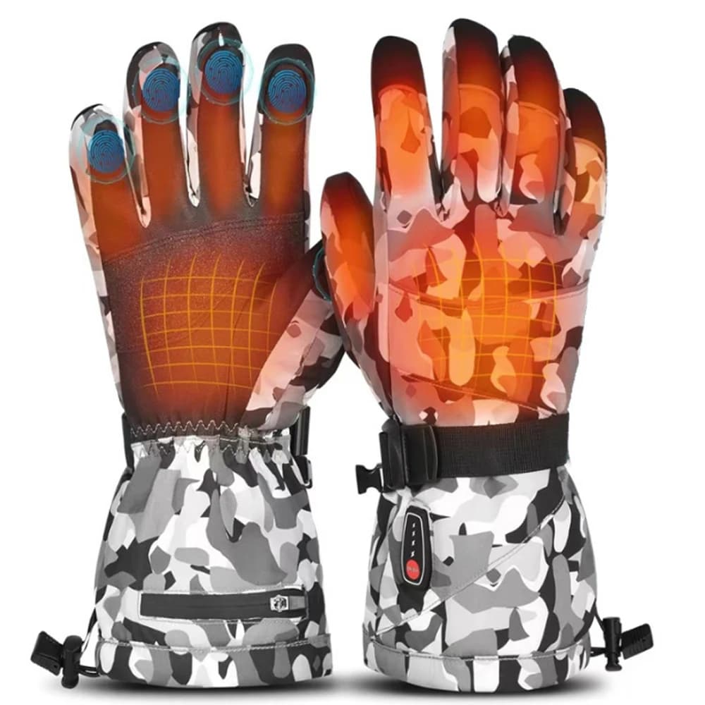7.4V Heated Camo Gloves, Rechargeable Electric Waterproof Touchscreen Winter Hunting Skiing Motorcycle Gloves for Men Women