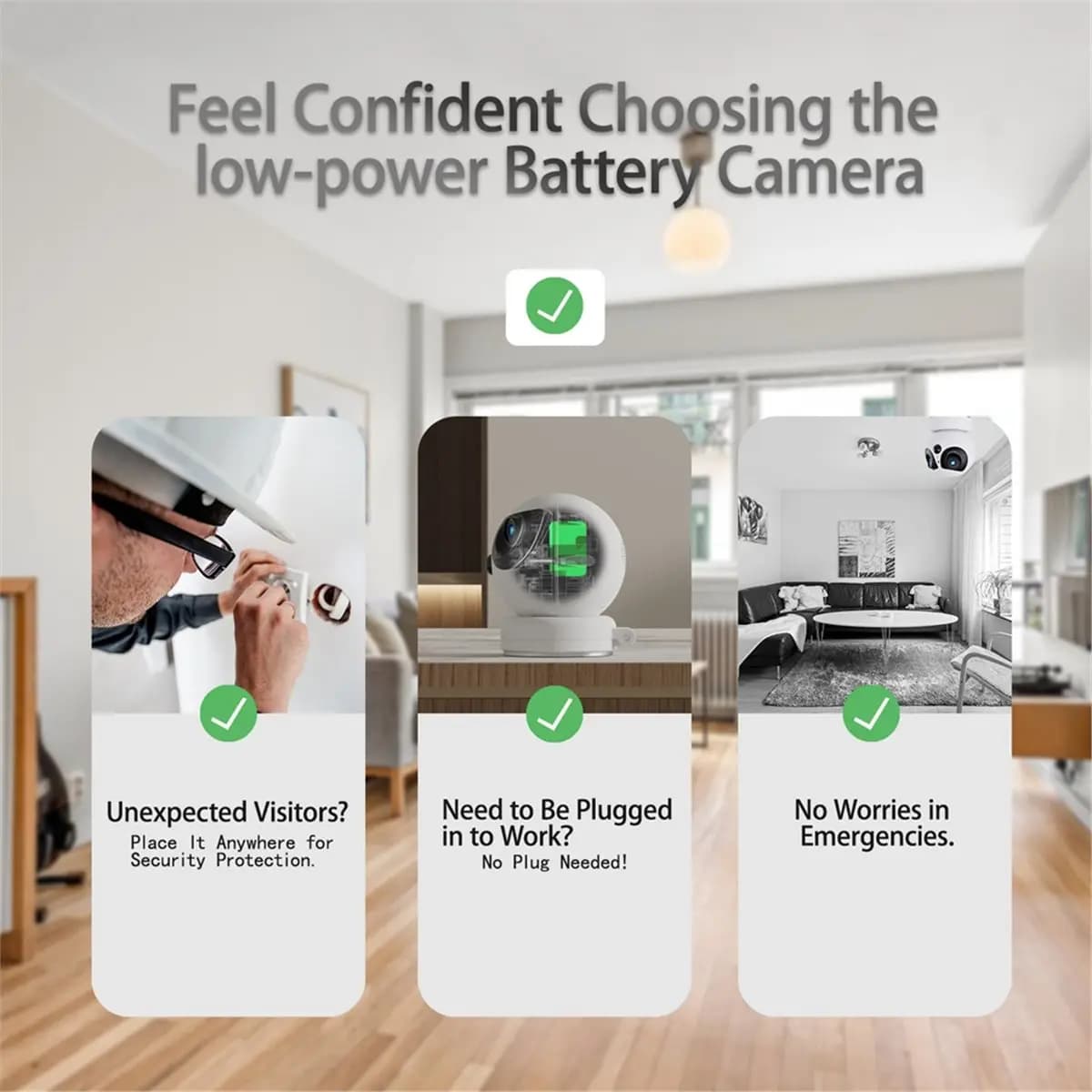 (BAAY) Telecamera Intelligente AI per Casa, Videocamera Binoculare Grandangolare, Monitor per Bambini WIFI, Visione Notturna IR, Rilevamento del Movimento, Videocamera CCTV