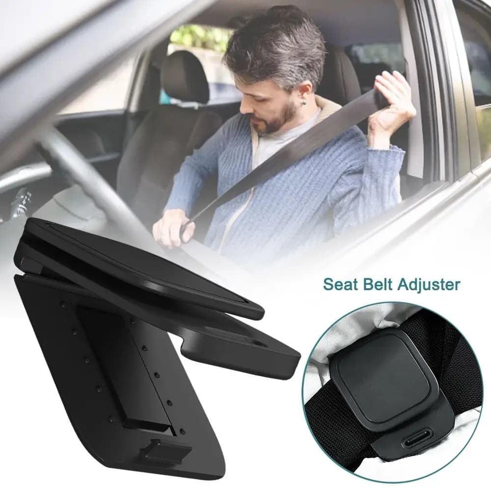2PCS Black Seat Belt Adjuster Shoulder and Neck Protector Locking Clip Seat Belt Locking Clip Adjuster Clamp Seat Belt Clamp