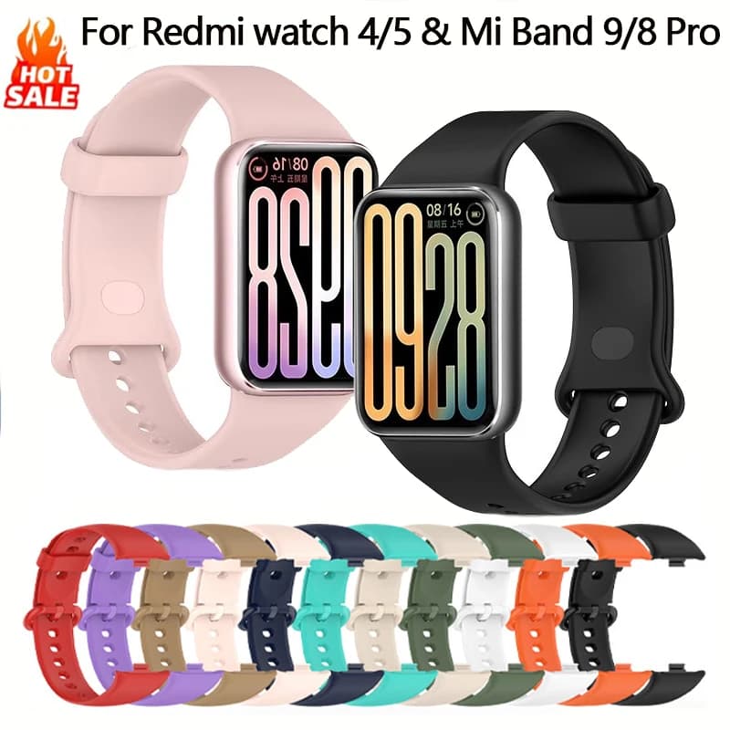 Cinturino in silicone ufficiale per Xiaomi smart mi band 8 pro/9 pro Accessori cinturino cintura traspirante correa redmi watch 6/5/4 cinturini