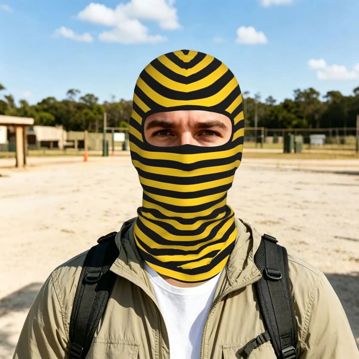 Yellow Black Stripes In The Color Of Bees Balaclava Full Face Mask Sun Protection Neck Gaiter For Motorcycle Cycling Outdoor