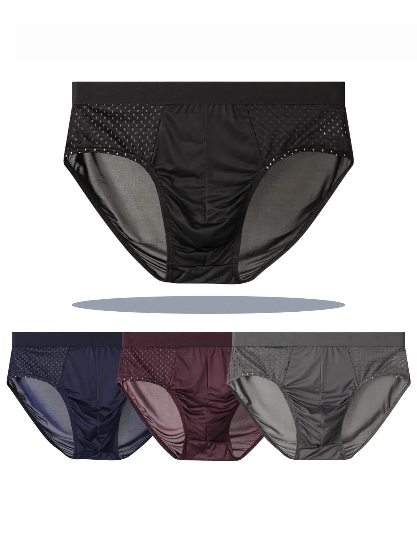 4PCS Men's Mesh Breathable Briefs, Multi-Color Luxury Style, Ice-Feel Quick-Dry, Stereo Cut Underwear