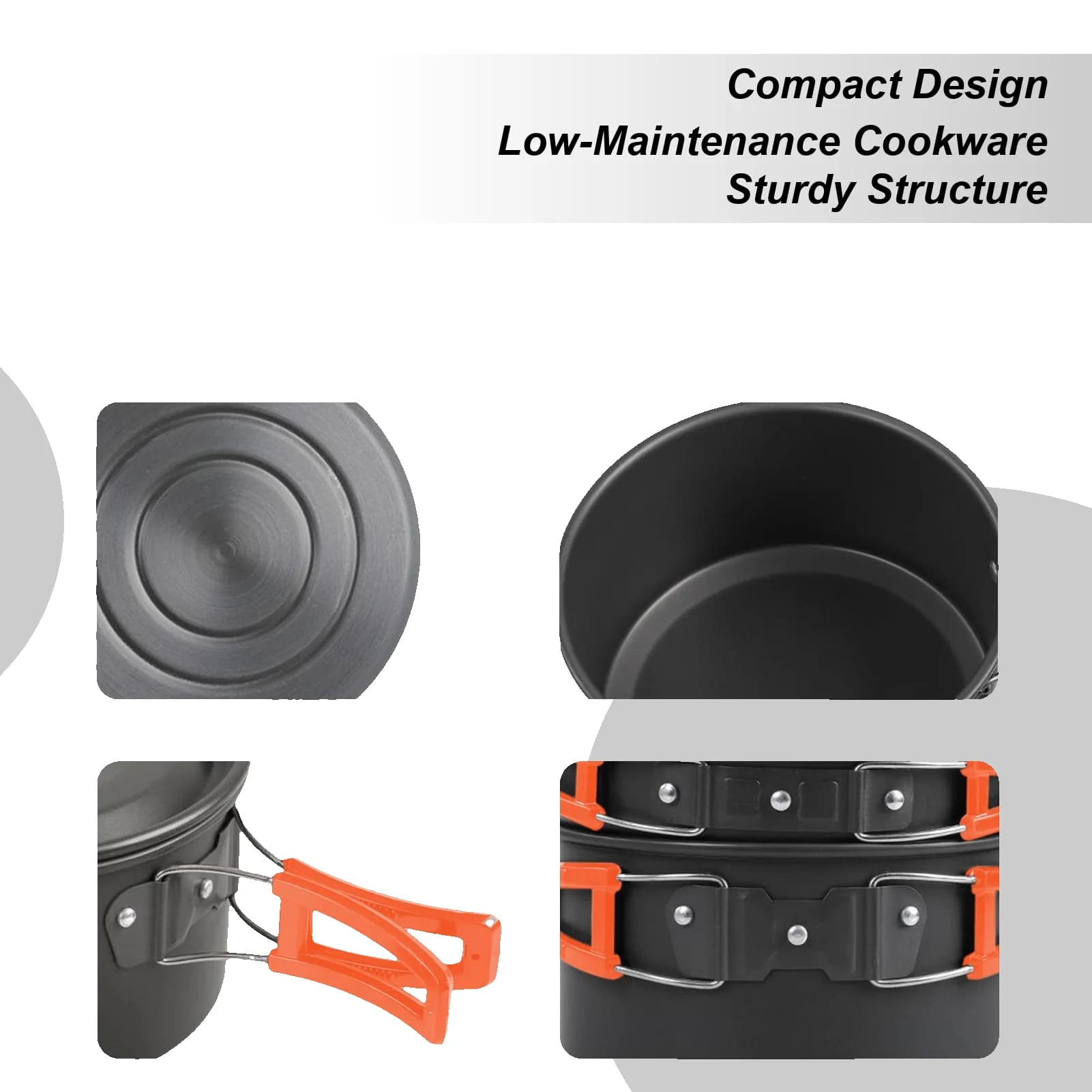 Kitchen set for backpack, camping pans, foldable, portable, non-stick, knives, fork, spoon, for outdoor kitchen, travel, camper, hiking