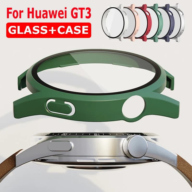 Custodia protettiva per schermo in vetro temperato 2 in 1 per Huawei Watch GT3 46MM 42MM Custodia protettiva rigida GT 3 antigraffio a copertura totale