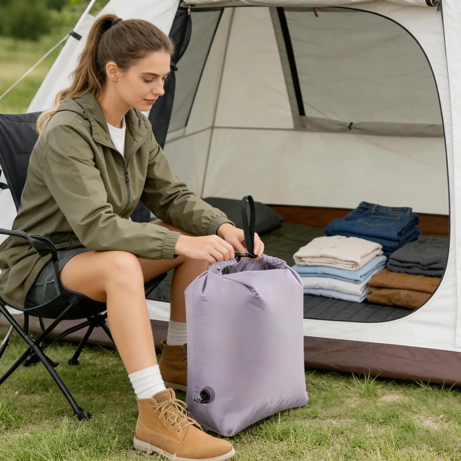 Reusable travel linen bag Waterproof compression organizer with wet/dry pockets No air pump required for suitcase and backpack
