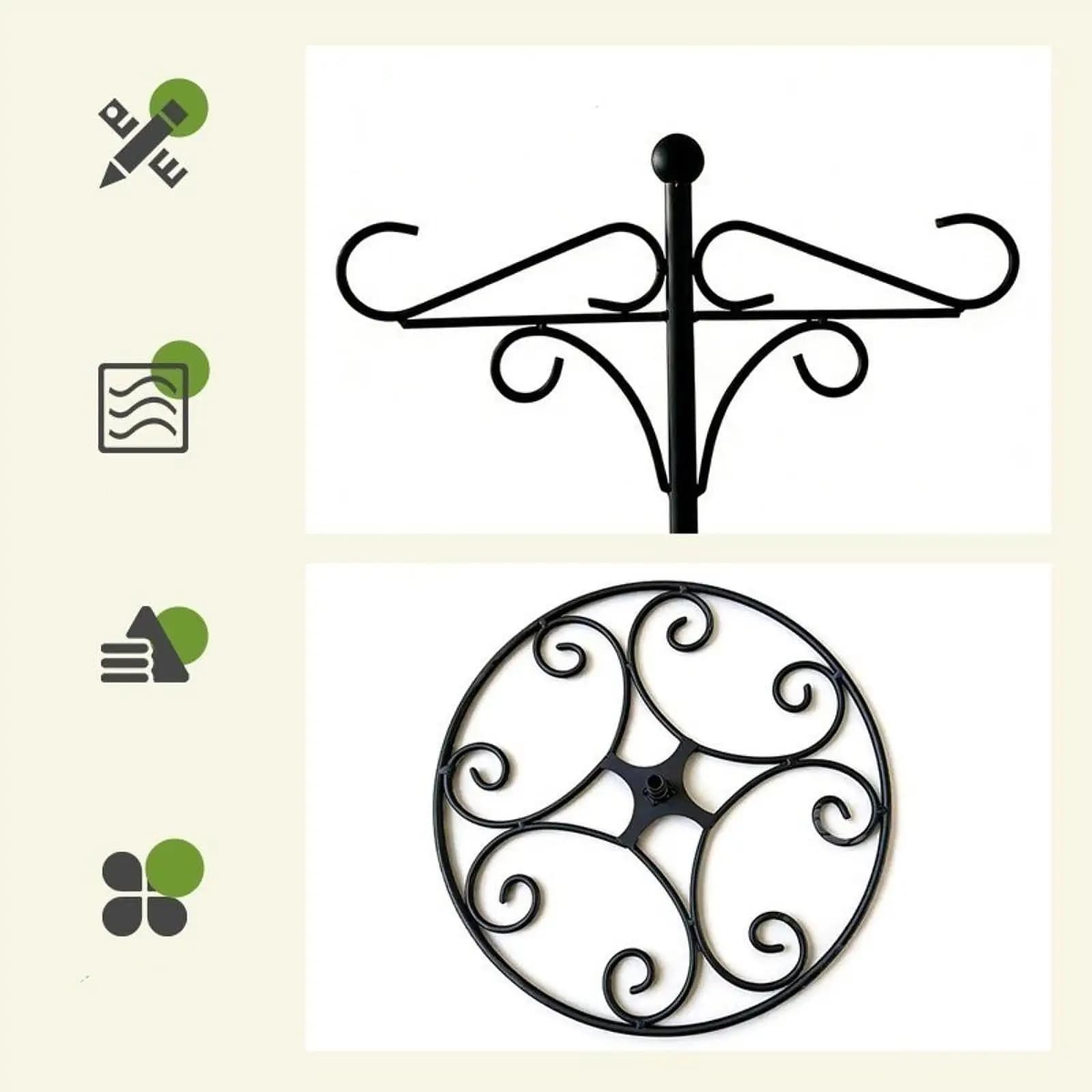 Shepherds Hook Stand Floor Standing Lawn Courtyard Metal Deck Patio Display Hanger for Light Hanging Wreath Wind Chime Plant