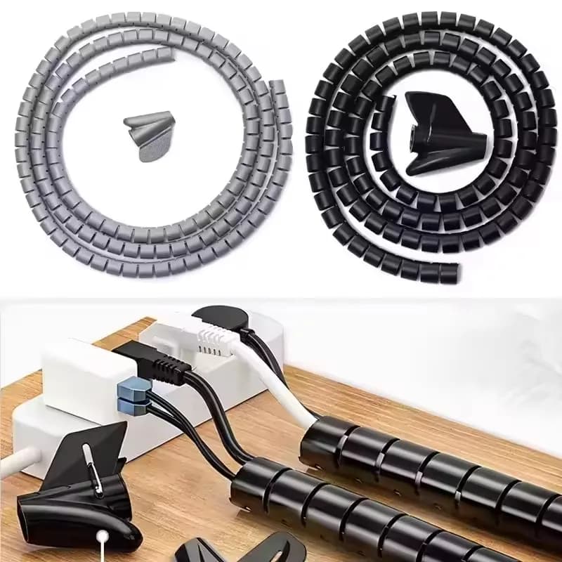 2M 16/10mm Cavo a spirale flessibile Protezione per cavi Organizzatore per cavi Cavo per computer Tubo protettivo Clip Organizer Strumenti di gestione