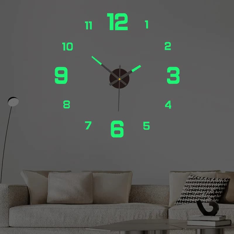 3D creative DIY wall clock without frame Digital mute wall decal for home living room office decoration View of silent hour