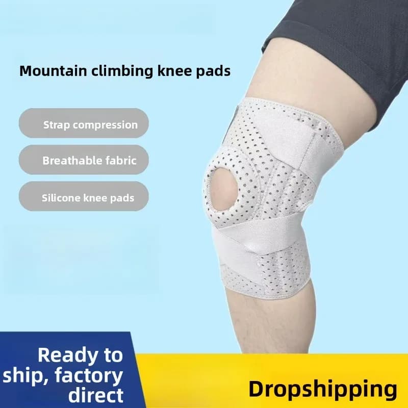 Supporto per Ginocchio in Silicone con Molla, Fascia Compressiva Regolabile per Menisco, Traspirante per Corsa e Fitness