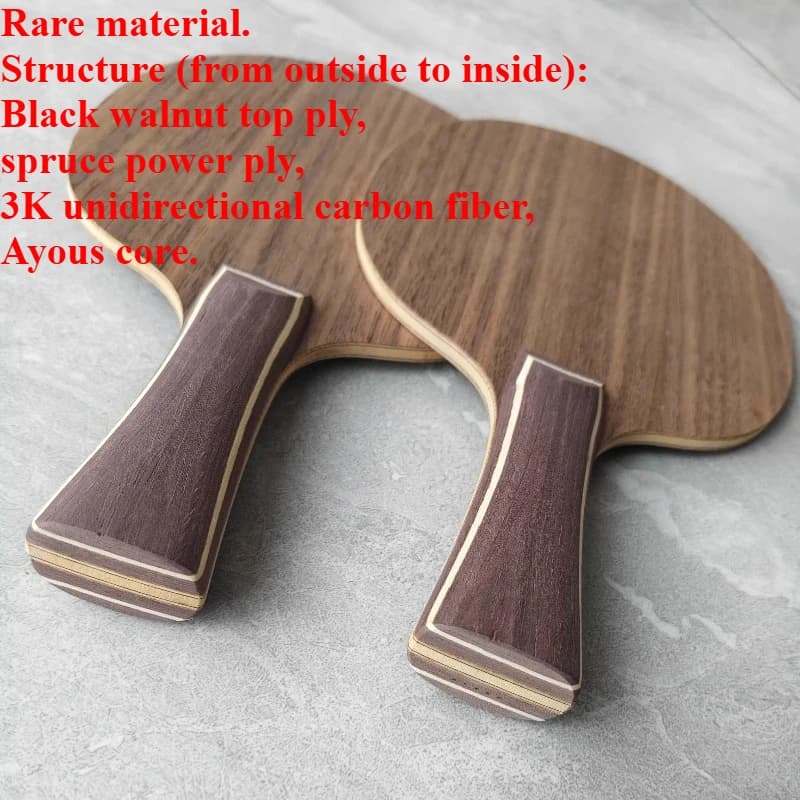 Advanced Professional Ping Pong Racks with Integrated Carbon, Special Walnut Wood Base, Carbon Fiber and Massive Wood