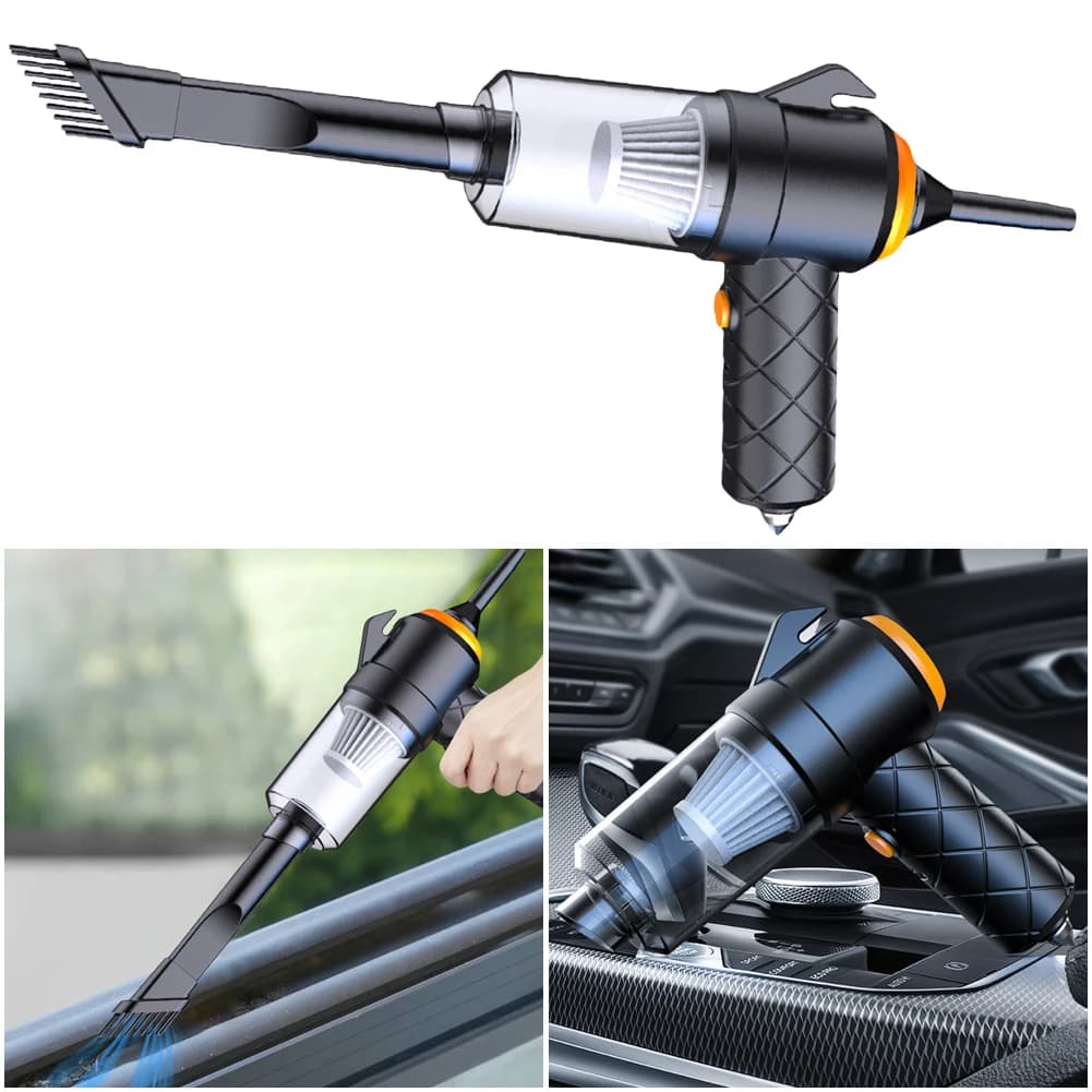 6 in 1 Aspirapolvere per auto con aspirazione soffiante Tipo-C Aspirapolvere ricaricabile ad alta potenza Multifunzionale per la pulizia della tastiera di casa dell'auto