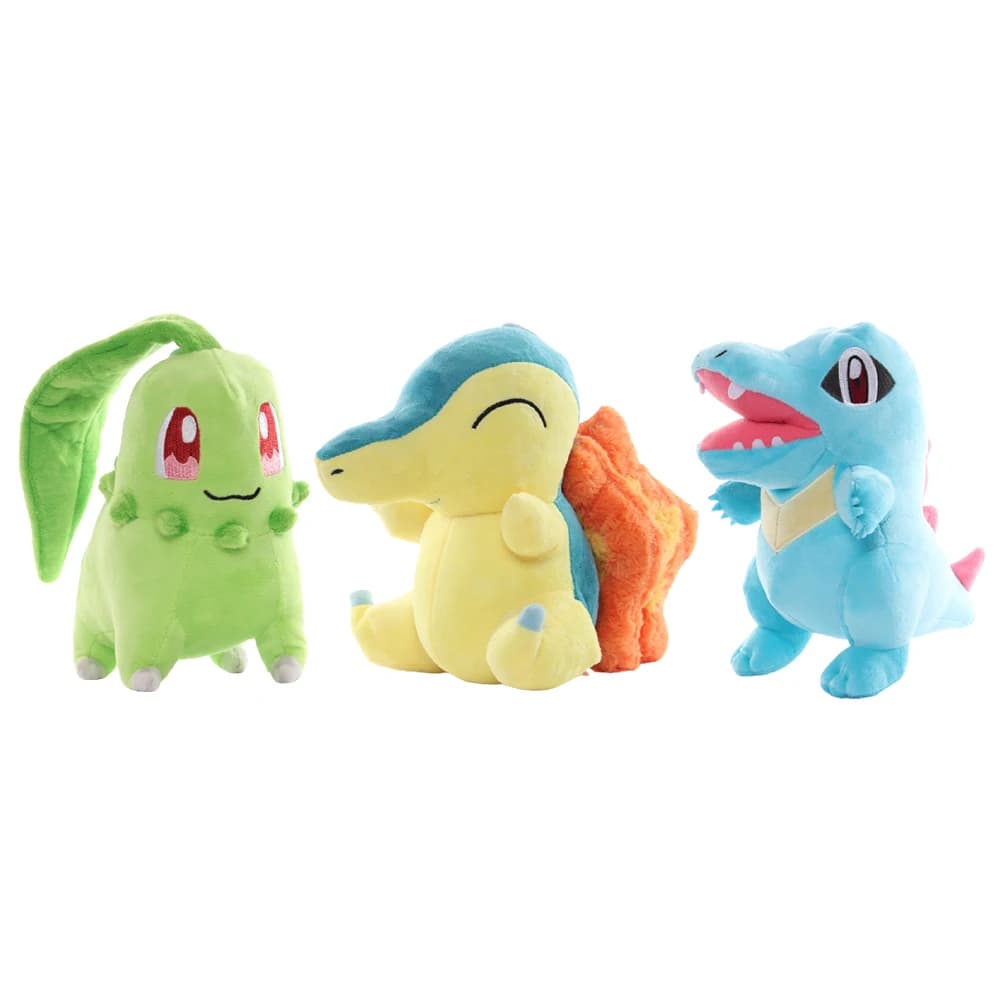 Peluche Pokémon Anime Pikachu Cyndaquil Chikorita Totodile Kawaii, Giocattolo Imbottito, Regalo di Natale e Halloween per Bambini