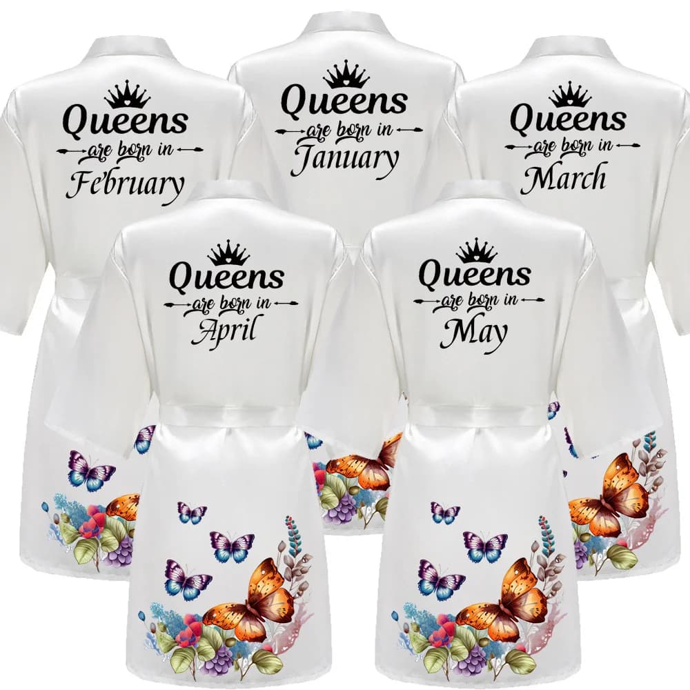 Birthday dress with white and black letters, gift, bathrobe, kimono, satin, birthday partyBK17U52