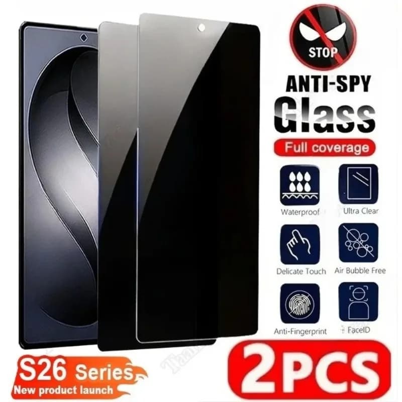 2 Pezzi Pellicola Protettiva Anti-Spia per Samsung Galaxy S26 S25 S24 Ultra S21 S22 S23 Plus S24 S25 FE Edge, Vetro Temperato a Copertura Totale
