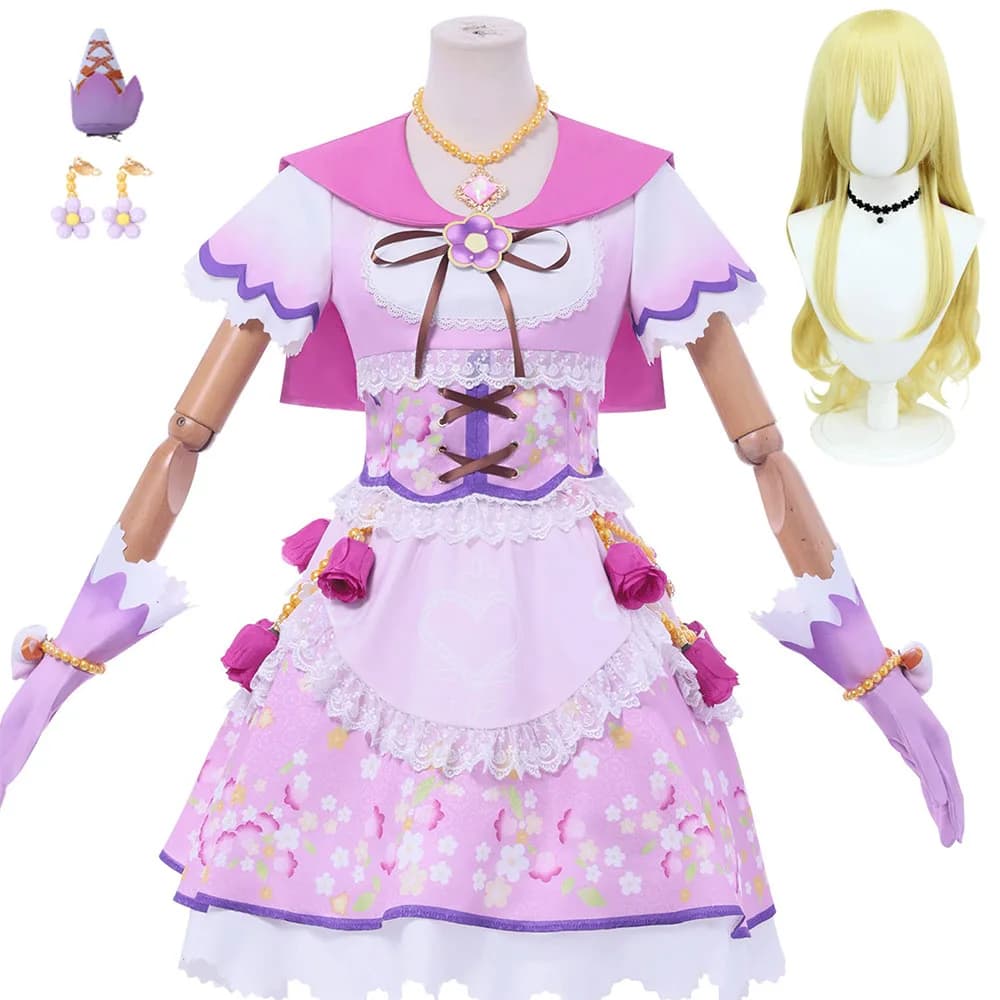 Anime Star Ichigo Costumi Cosplay Principessa Cappotto viola Gonna Parrucca Accessori Gioco di ruolo Rock Set Uniforme da festa di carnevale di Halloween