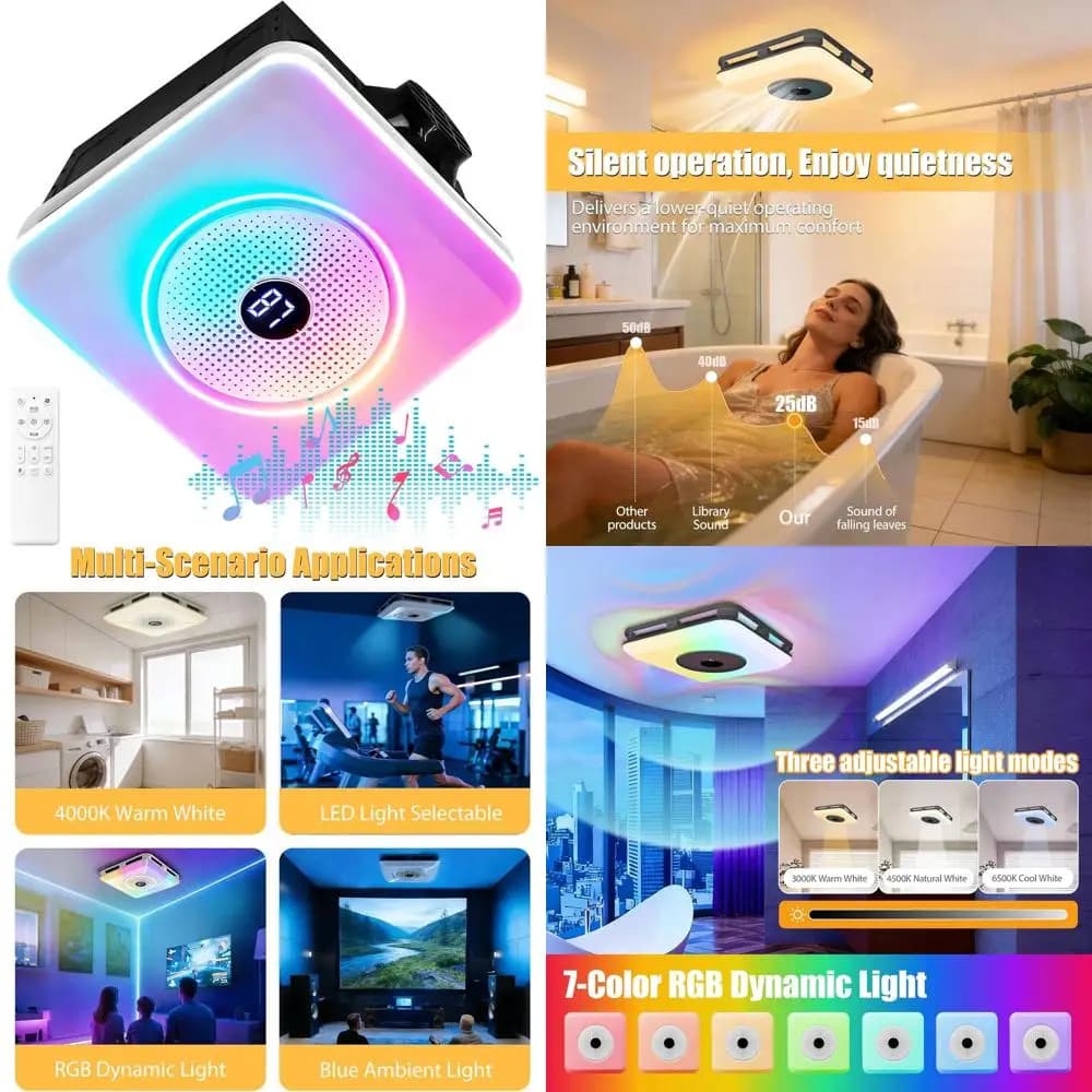 Altoparlante Bluetooth con Luce a 7 Colori, Plug & Play, 230V, 1.0 Sone, Funzionamento Silenzioso, Doppi Altoparlanti, Garanzia di 3 Anni