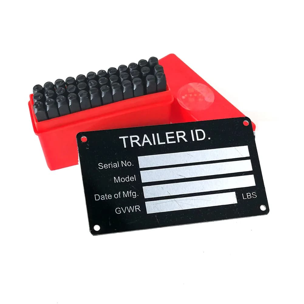 White Trailer VIN and weight plate frame with number 4mm and set of punches stamp letter