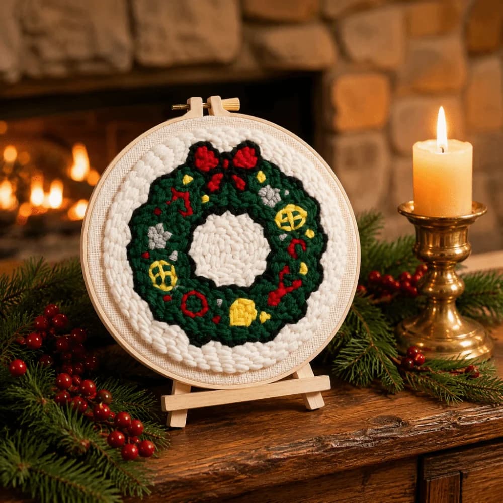 Merry Christmas Punch Needle Kit Beginner Embroidery Set Punch Needle Supplies Punch Needle Embroidery Handmade Art Decor