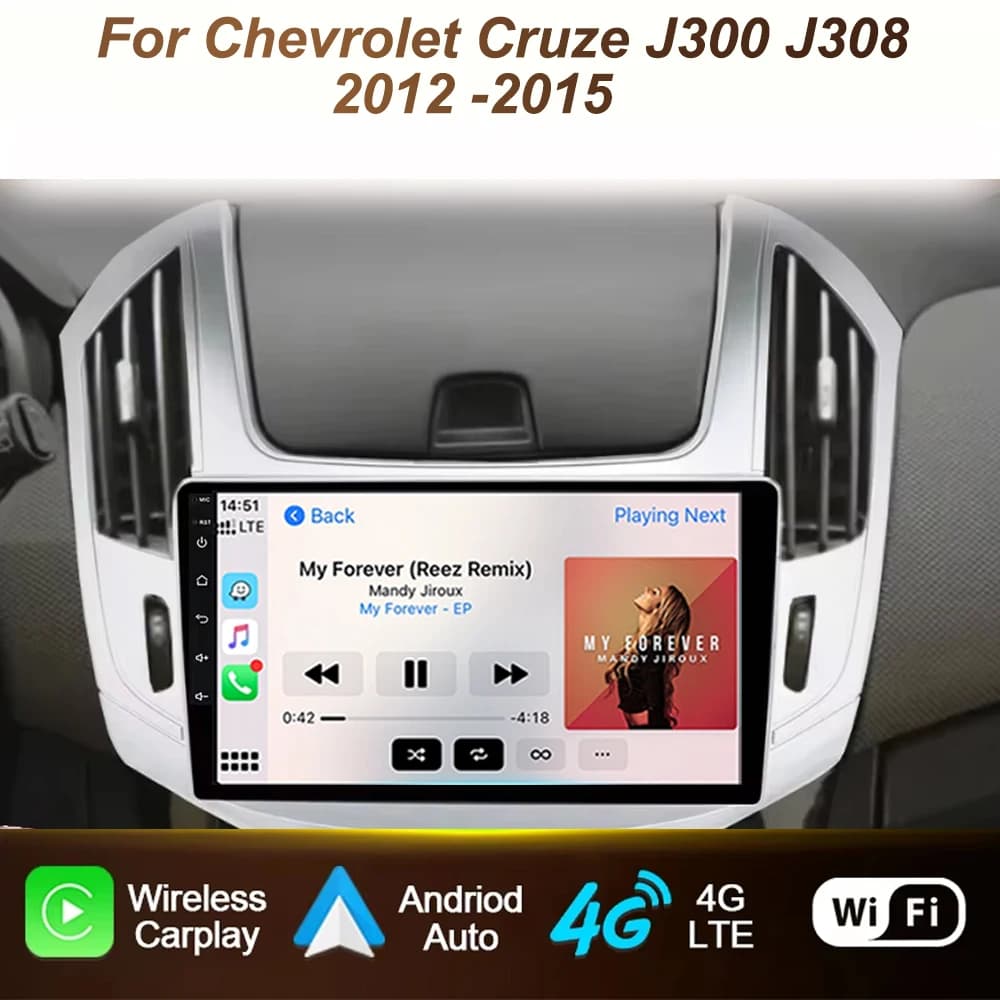 Autoradio per Chevrolet Cruze J300 J308 2012 - 2015 con Carplay, Android Auto, Schermo, Navigazione, Stereo 2din, 5G, Bluetooth
