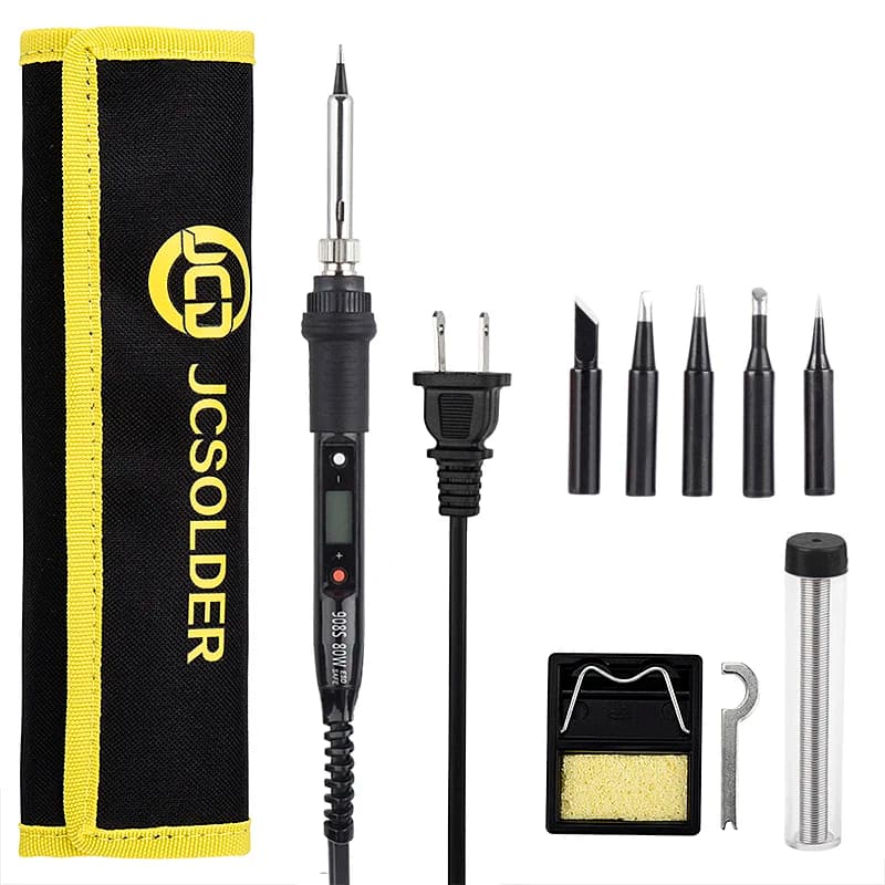 Kit Saldatore JCD 80W Serie 908S Multifunzione con Temperatura Regolabile a Pulsante, 110V, Display Digitale LCD, Strumenti per Saldatura