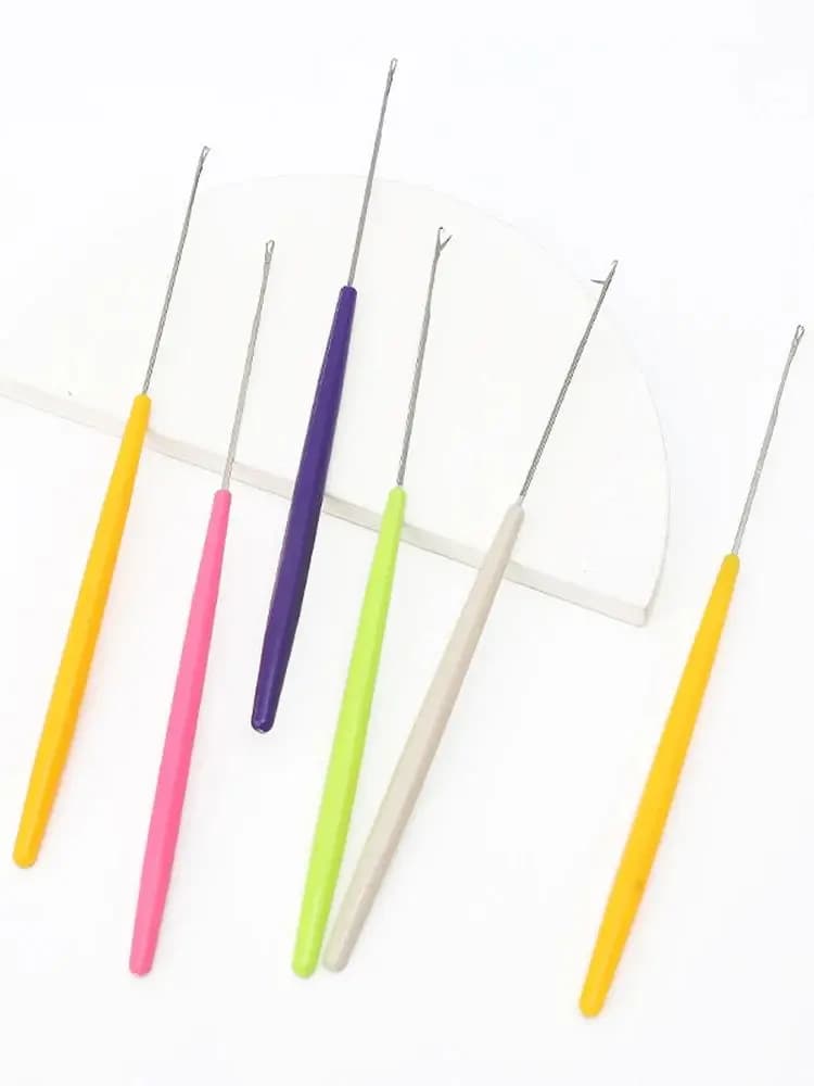 2pcs Plastic Handle Crochet Needle Hook for Hair Braiding Dreadlock Beads Crochet Making Model Tool