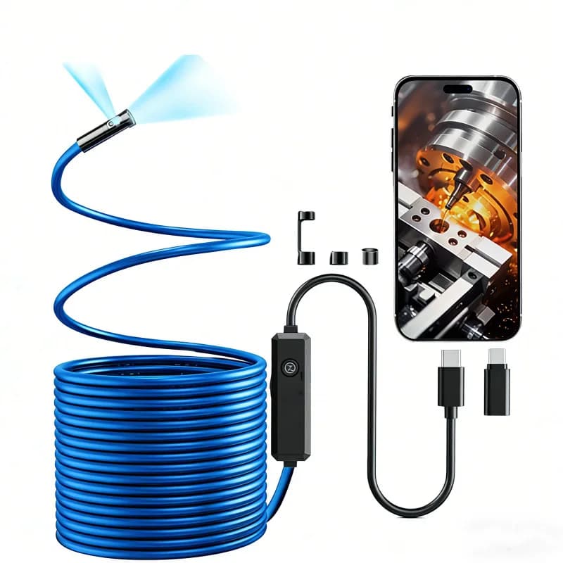 Endoscopio Industriale USB 2MP 1080P con Doppia Lente da 8MM per Android, Boroscopio CMOS, Otoscopio, Microscopio Digitale per Ispezione