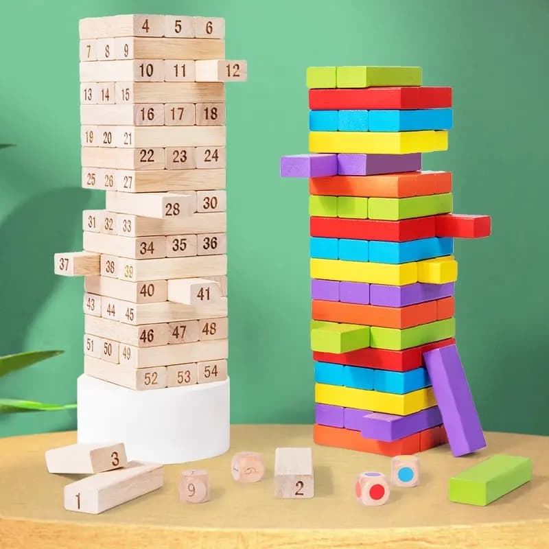Set di 48 Blocchi Impilabili per l'Educazione Precoce, Gioco di Equilibrio per Sviluppare la Coordinazione Occhio-Mano, Regalo Tradizionale Ideale