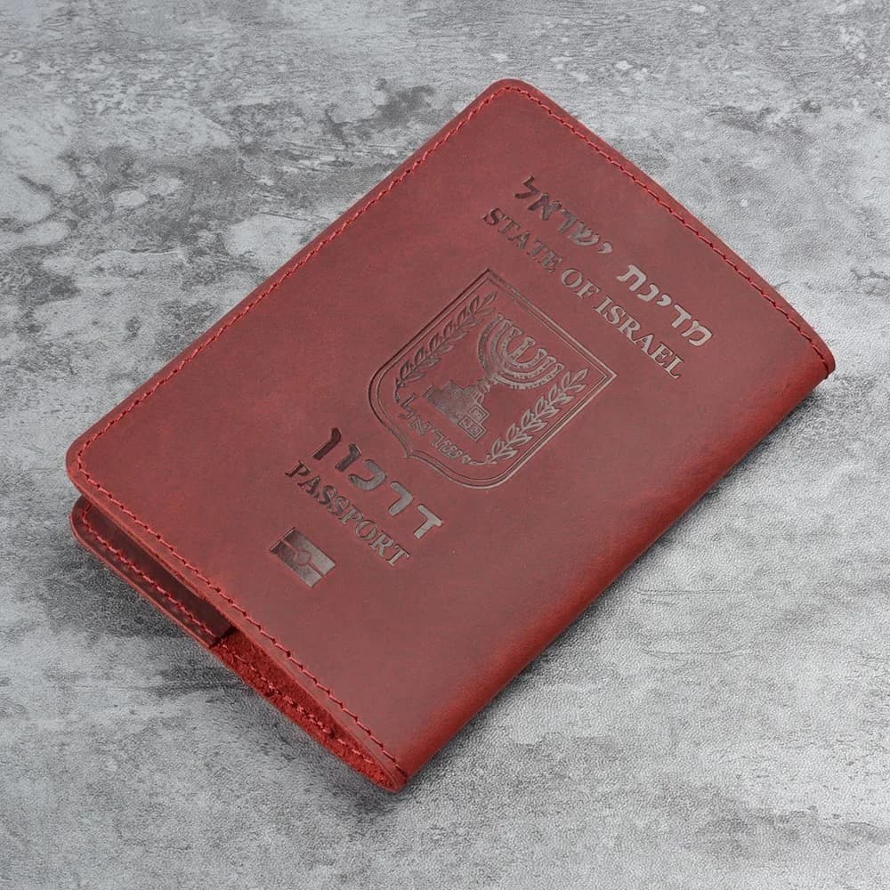 AIGUONIU Custodia per passaporto israeliano in vera pelle per porta carte di credito Israele Custodia per passaporto ebraico Portafoglio da viaggio unisex