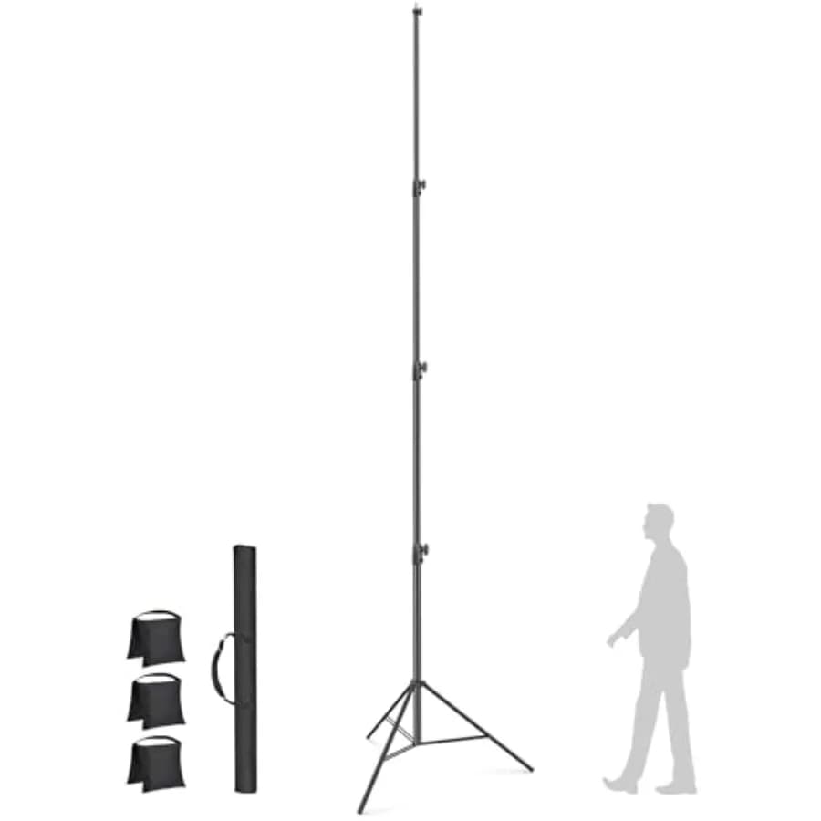 Treppiede Professionale per Videocamera e Sport da 16,4' (500cm) con Adattatore a Vite 1/4 e 3/8, Supporto per Illuminazione